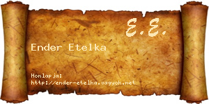 Ender Etelka névjegykártya